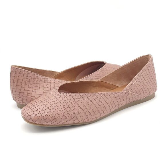 Lucky Brand Alba Ballet Flat in Dusty Mauve Croc Embossed Leather Size 9.5 - Picture 3 of 16